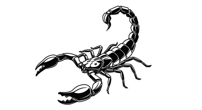 Detailed Black and White Scorpion Illustration