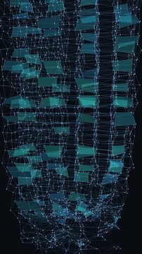 Vertical video of a data lattice network connecting nodes