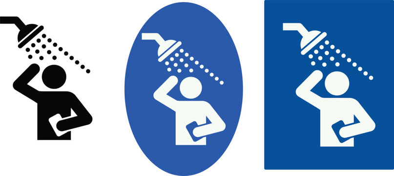 Shower pictogram vector icons set for bathroom hygiene and washing
