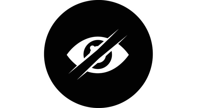 Hidden eye icon in a circle, vector interface symbol