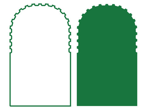 Green Scalloped Arch Window Shape Duo Outline and Filled