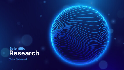 Naklejka premium Scientific Research Background with Microscopic Cellular Forms and Data Metrics. Biotechnology, Medicine, and Nanoscience Technology Concept. Vector Illustration.