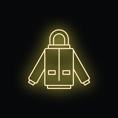 Puffer down jacket neon icon glowing on black background © anatolir