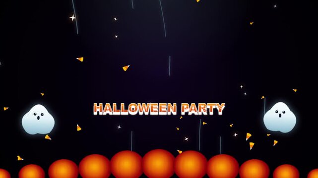 3D Holographic Halloween Loop with Orange Pumpkins and Neon Ghosts