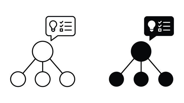 Centralized idea checklist hierarchy isometric line icon set with hierarchy