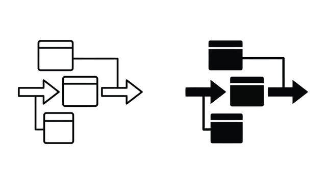 Process flowchart system diagram icon with flowchart workflow algorithm