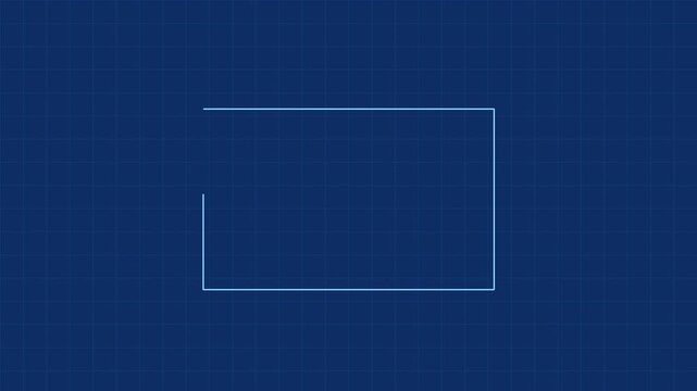 Blueprint lines being drawn, seamless loop motion background, deep blue