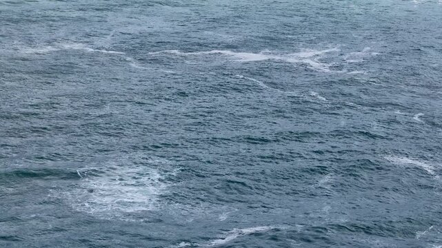 Deep Blue Ocean Water with Ripples and White Foam