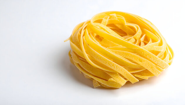 Egg noodles nest piled loosely showing irregular hand cut shapes creating rustic honest mood generative AI