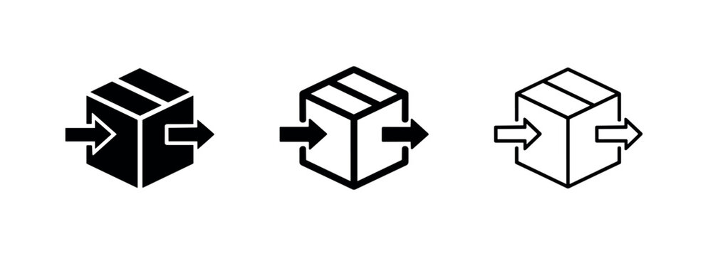 Shipping Box Inbound Outbound Icon Set