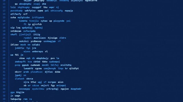 Code editor lines scrolling, seamless loop motion background, deep blue