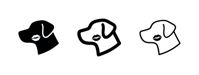 Dog Head with Kiss Lips Icon