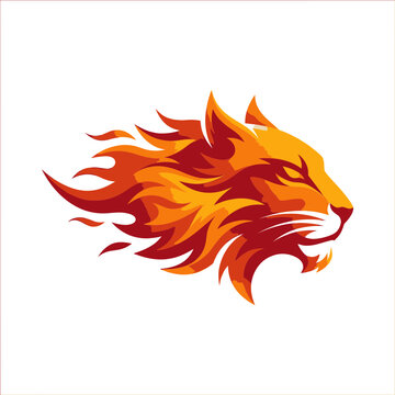 Fire fox head logo design with orange flames.