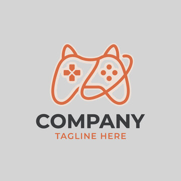 Orange minimalist game controller line art logo