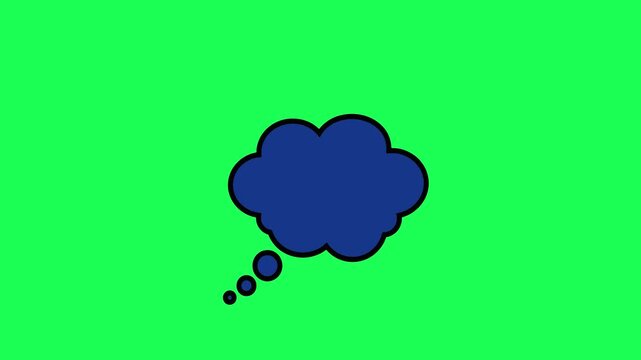 Simple dark blue thought bubble illustration on vibrant green background