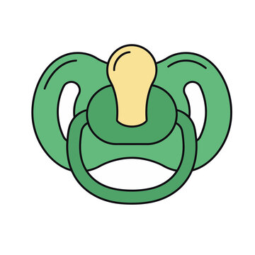 Green pacifier with yellow nipple