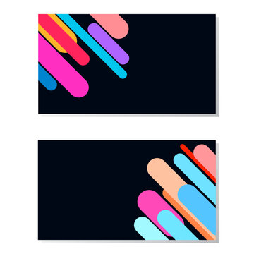 Set Illustration Modern Abstract Dark Background with Minimalist Diagonal Geometric Shapes and Lines Blue Orange Purple Pink Flat Colorful Design Vector. Good for Website Banners, Corporate 