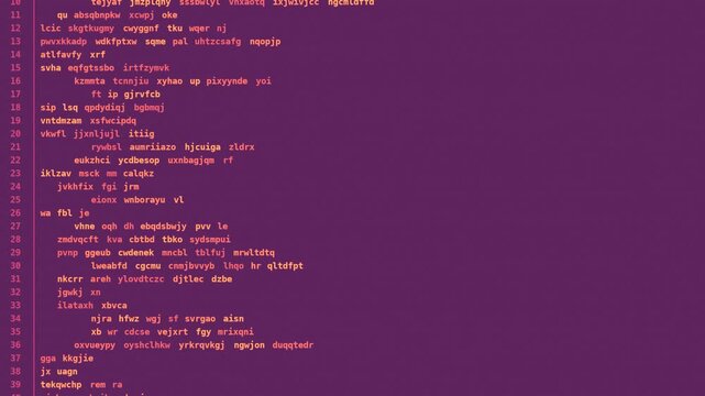 Code editor lines scrolling, seamless loop motion background, sunset coral