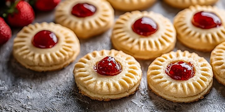 Whipped shortbread cookies with jam