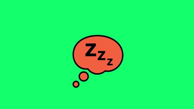 Sleeping thought bubble icon on a vibrant green background illustration