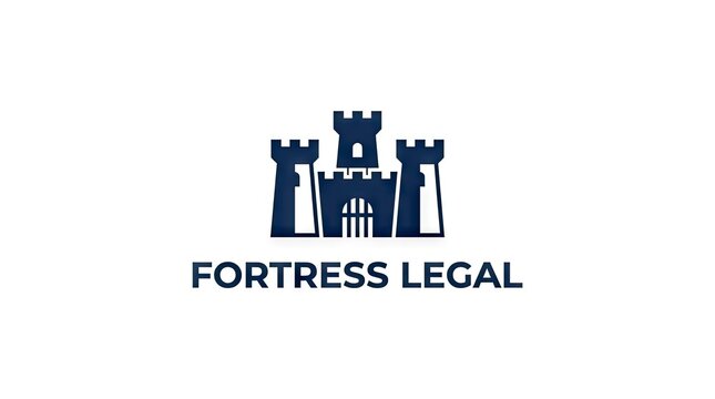 Blue fortress castle logo for legal and security services.