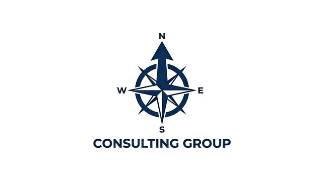 Classic nautical compass logo for business consulting services.