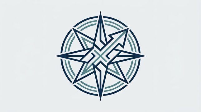 Compass star logo with nautical navigation theme.