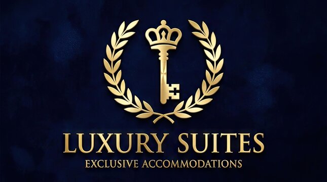 Elegant gold key crown logo for luxury accommodations.