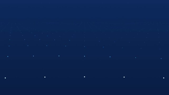 Waving ocean of glowing dot particles, seamless loop motion background, deep blue
