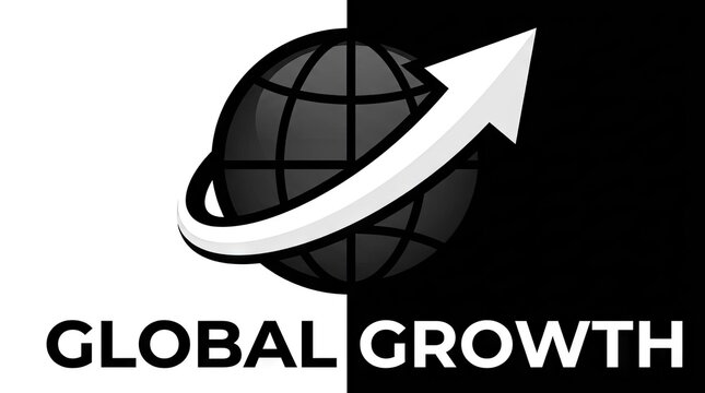 Global growth logo with globe and arrow