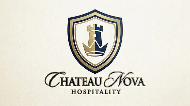 Shield castle crown logo for premium hospitality brands.