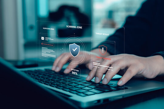 Cybersecurity system detecting phishing email and malicious links with threat scanning and security alerts for fraud prevention, email protection and online safety.

