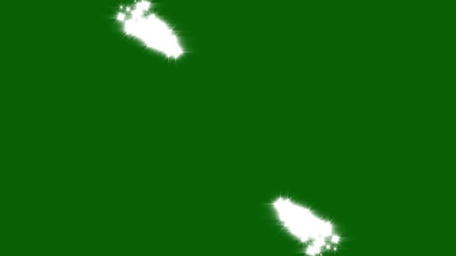 White glowing twinkle stars animation with sparkling glitter dust trail, blinking retro vector star doodles, magic particle burst, particle line move light effect on green screen.