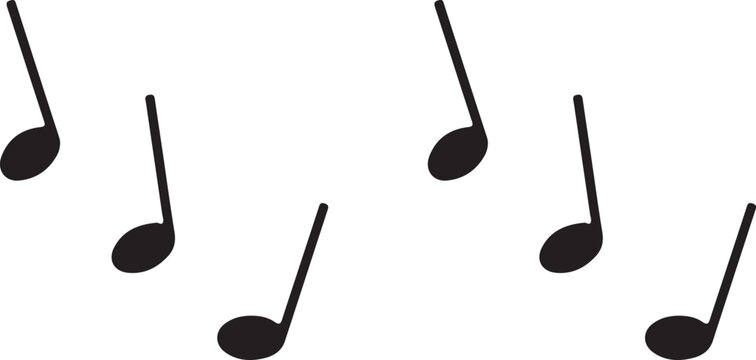 Minimalist black music notes vector, simple musical notation elements, isolated quarter note icons for creative design layouts