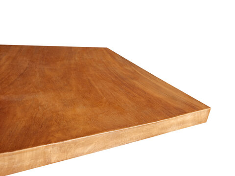 A view from the side of a large, empty wooden table PNG transparent.