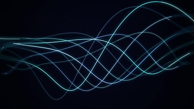 Abstract cyan glowing wave lines motion background neon DNA strand concept loop