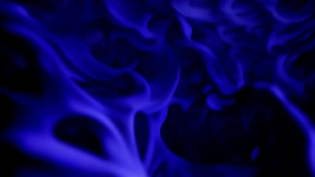 Abstract blue fluid waves undulate and flow in a continuous motion, creating a mesmerizing visual effect against a dark background