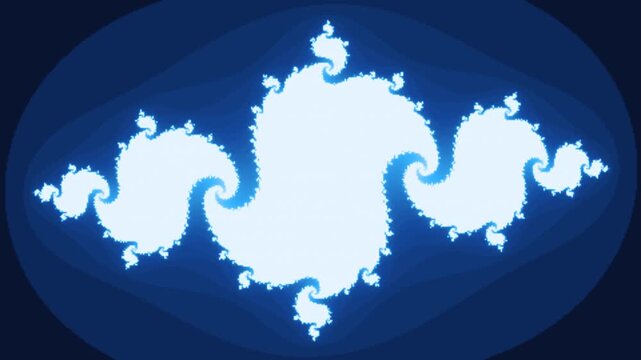 Fractal julia spirals morphing, seamless loop motion background, deep blue