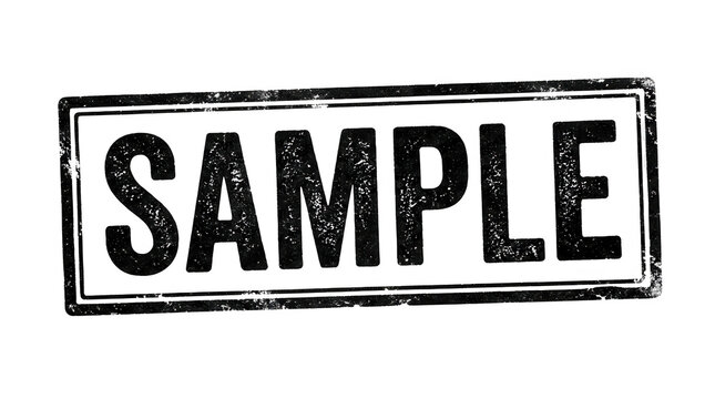 Black grunge sample rubber stamp text isolated on a white background isolated on transparent background