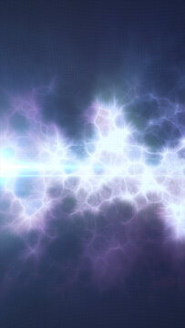 Abstract blue and purple energy background with bright horizontal light flare, glowing plasma particles, and ethereal electric texture.