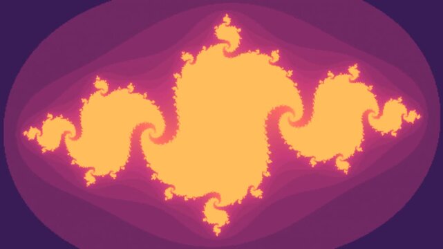 Fractal julia spirals morphing, seamless loop motion background, sunset coral