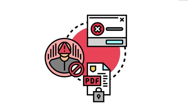 Access restriction concept a blocked user encountering a denial window and a secured document, focusing on data protection, private content and unauthorized access
