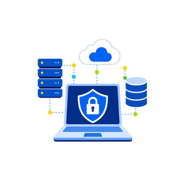 Cybersecurity Software Secure Database and Digital Protection Vector Illustration
