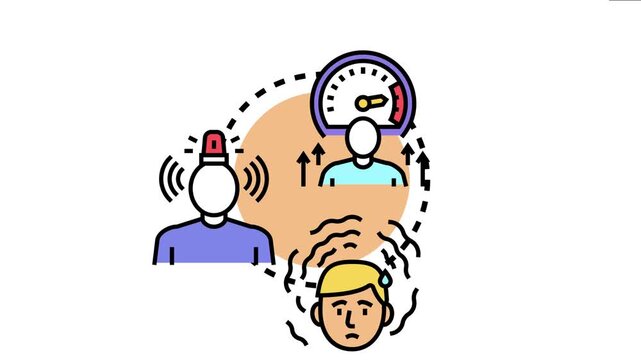 Person icon portraying increasing stress and anxiety levels, with another symbolizing effective stress management and coping skills for mental well being depicted in a
