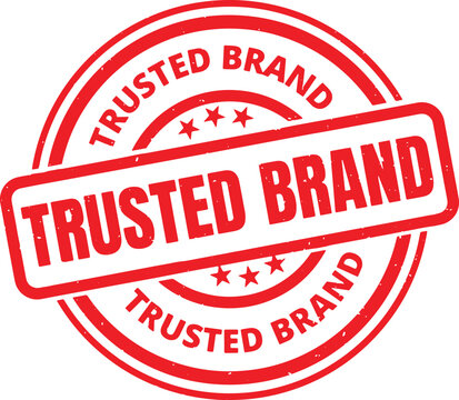 TRUSTED BRAND red rubber stamp text