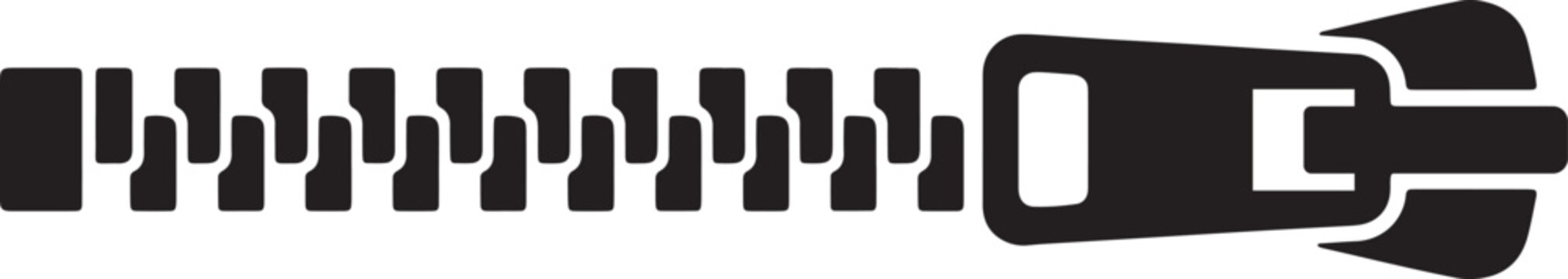 Black and white zipper vector icon illustration