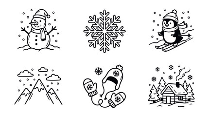 Fototapeta premium Winter Doodle Icons Set