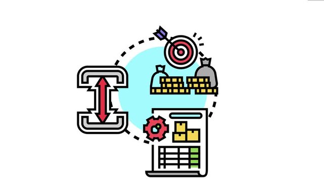 Business concept visualising the process of defining strategic directions, reviewing financial results, optimising plans, and achieving desired outcomes for successful growth and development