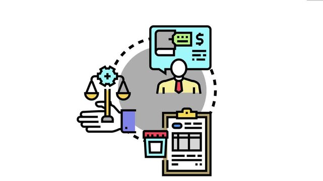 Adherence to clinical research regulations concept presenting a researcher considering ethics, law, and medical data for proper testing and pharmaceutical development