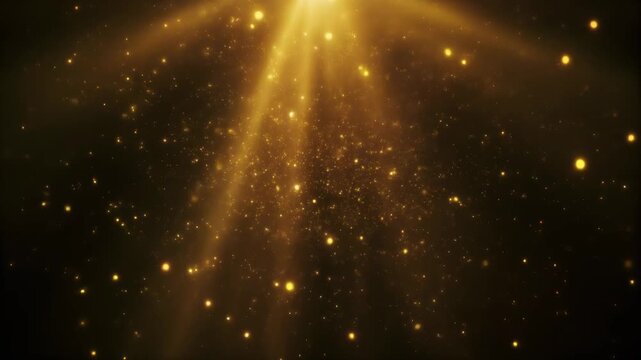 Golden futuristic abstract tunnel background with symmetrical neon light patterns